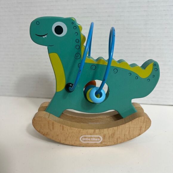 LITTLE TIKES Wooden Critters Dino Busy Beads Baby Toy 12m+ Rocking Dinosaur - Picture 1 of 4